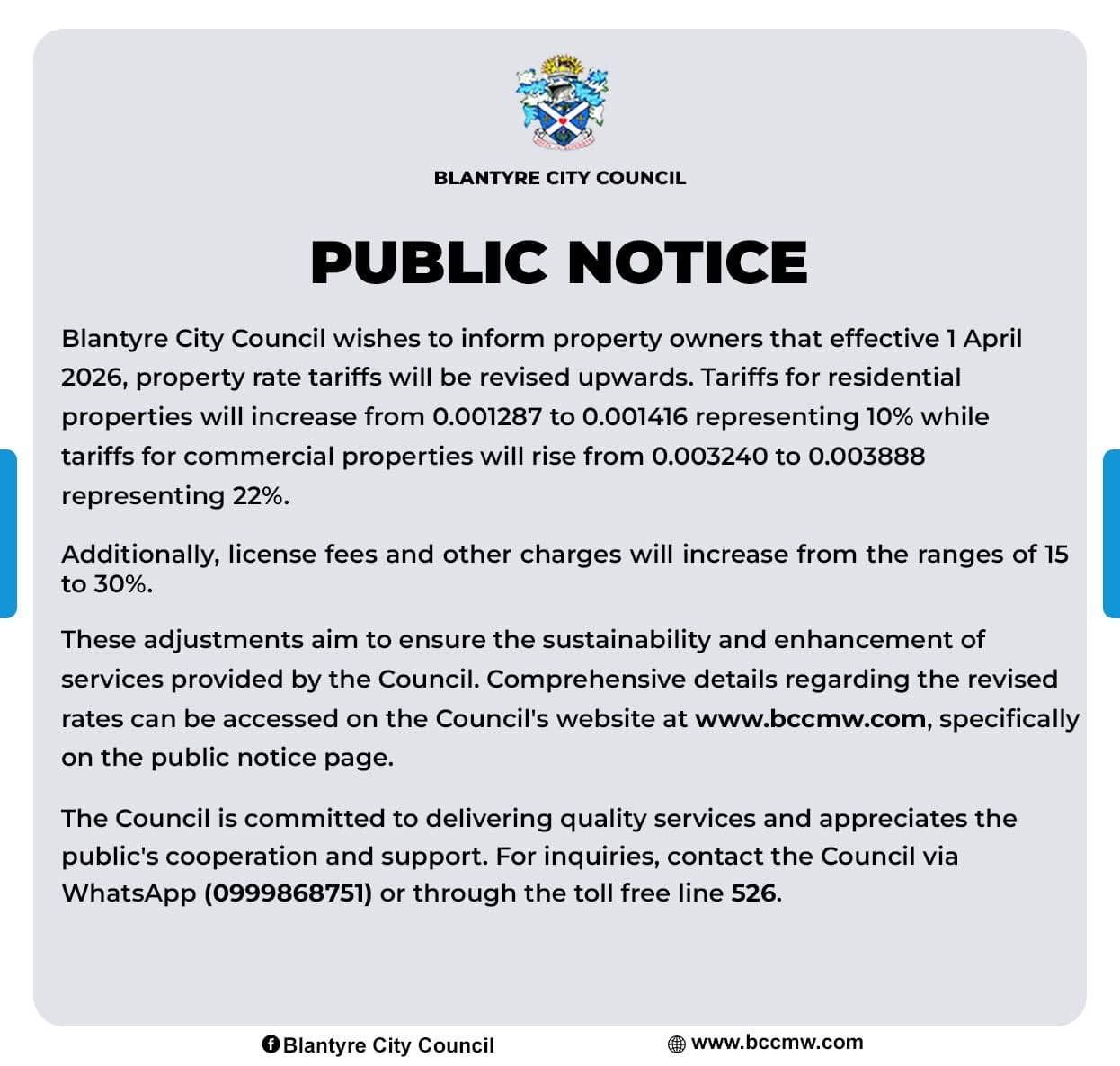 Public Notice - Blantyre City Council