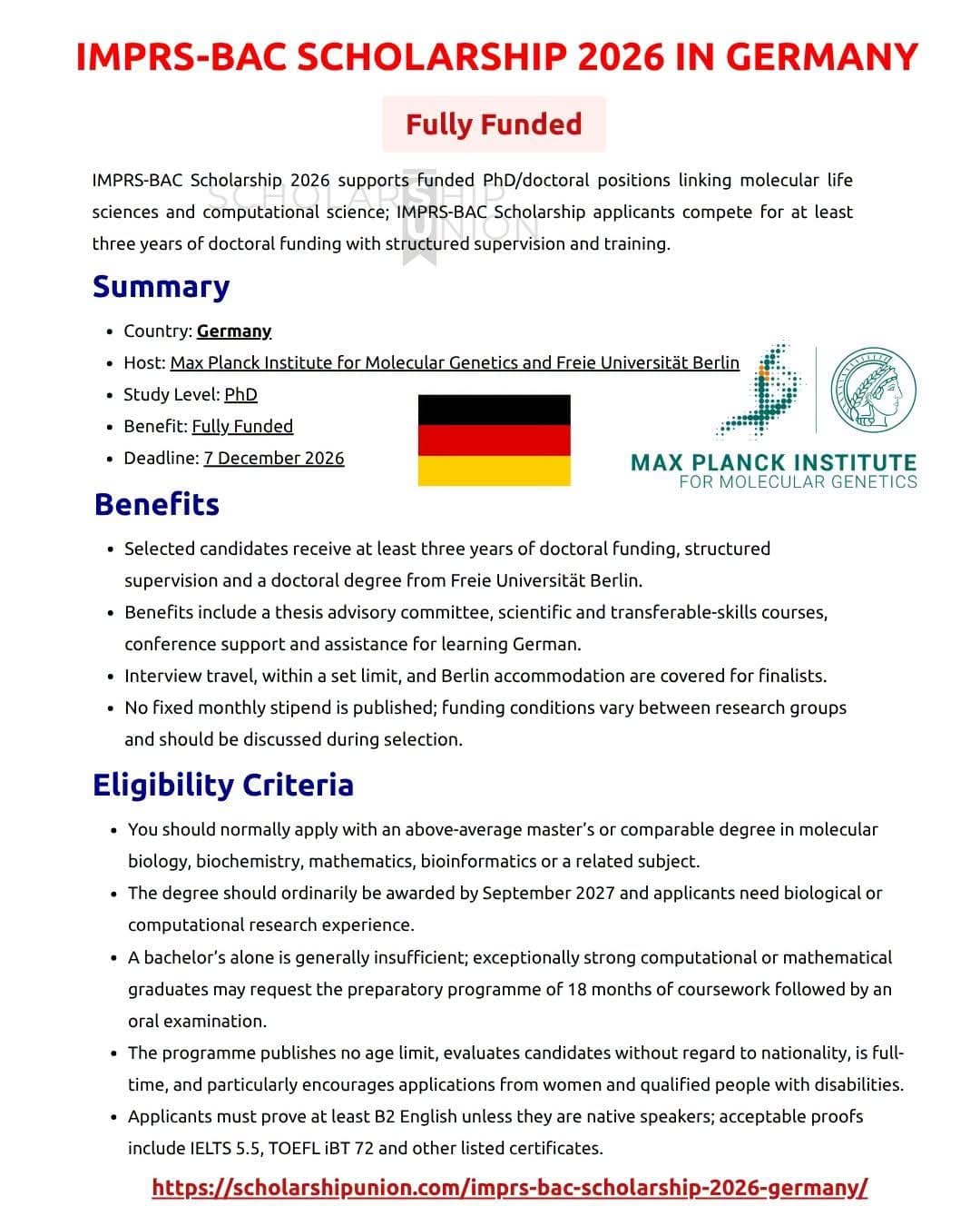 🇩🇪 IMPRS-BAC SCHOLARSHIP 2026 — GERMANY (FULLY FUNDED)
