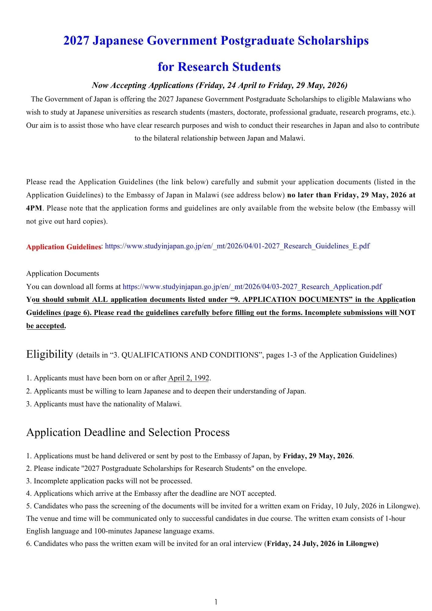 MEXT SCHOLARSHIP 2027 – JAPANESE GOVERNMENT (RESEARCH STUDENTS) 🇯🇵