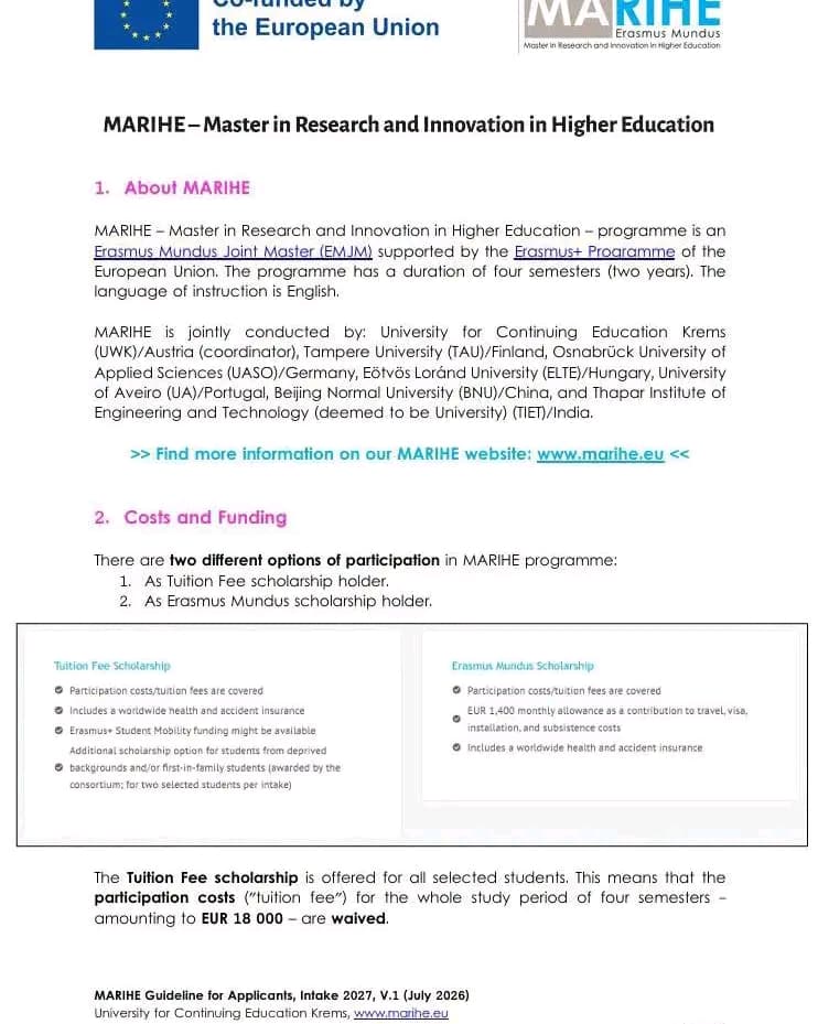 MARIHE – Master in Research and Innovation in Higher Education