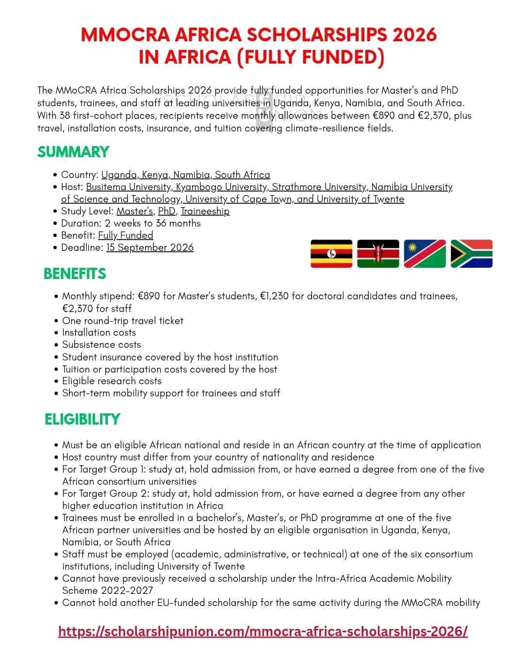 MMoCRA Africa Scholarships 2026 🇿🇦 Fully Funded