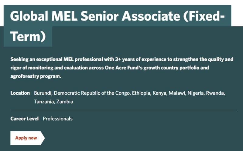 New opportunity for MEL and impact evaluation professionals in Africa.