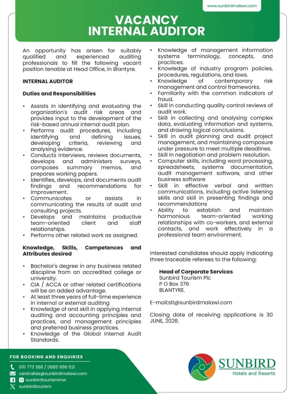 INTERNAL AUDITOR